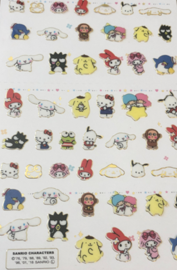Sanrio Characters Sticker Sheet Gold Outline - Charms By EmiChan
