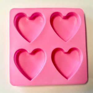 x Large 4 cavity shiny heart silicone mold