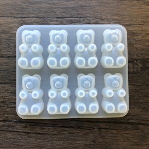 x Clear 8 cavity silicone gummy bear mold