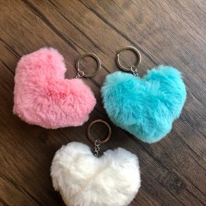 MLD Pompom Puffy Heart Puffs Keychain (Red)