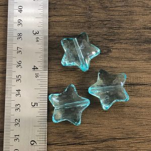 6pc Transparent Aqua Blue Chunky Star Beads #45