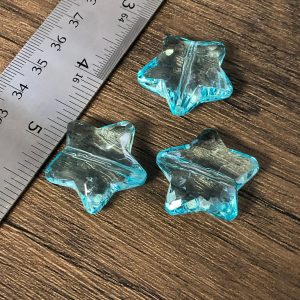 6pc Transparent Aqua Blue Chunky Star Beads #45 - Image 2