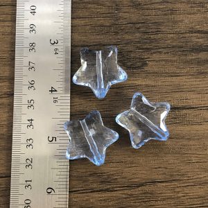 x 6pc Transparent Sky Blue Chunky Star Beads