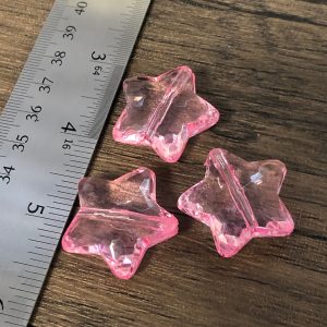 6pc Transparent Light Pink Chunky Star Beads #40 - Image 2