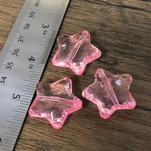 6pc Transparent Light Pink Chunky Star Beads #40 - Image 2