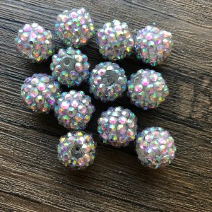 x 12pcs 14mm Iridescent Light Purple Rhinestone Beads #02