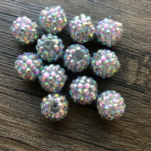 x 12pcs 14mm Iridescent Light Purple Rhinestone Beads #02