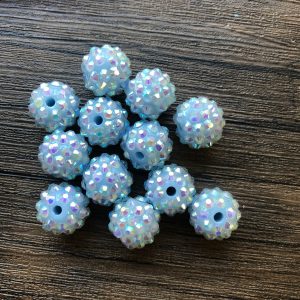 12pcs 14mm Blue Rhinestone Beads #04
