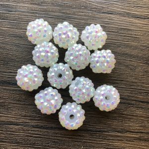 x 12pcs 14mm Translucent Transparent White Rhinestone Beads #14
