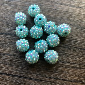 12pcs 14mm Aqua Blue Rhinestone Beads #11