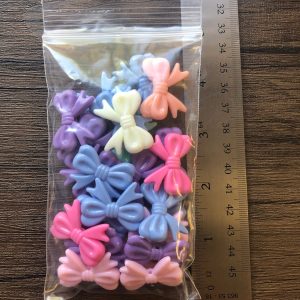MLD x 24pcs Pastel mix Bow beads 30mm x 23mm