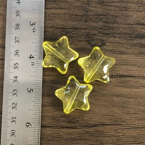 x 6pc Transparent Yellow Chunky Star Beads
