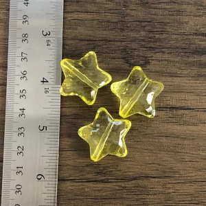 x 6pc Transparent Yellow Chunky Star Beads
