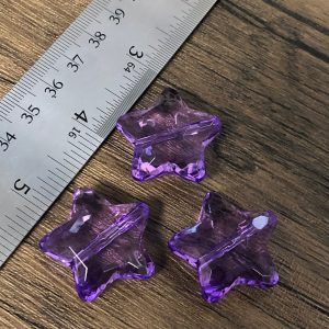 6pc Transparent Purple Chunky Star Beads #47 - Image 2
