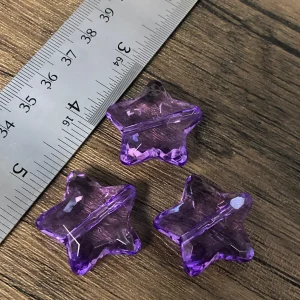 Alternative view of 6pc Transparent Purple Chunky Star Beads #47