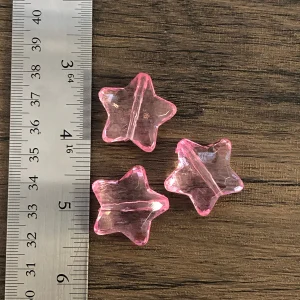 6pc Transparent Light Pink Chunky Star Beads #40