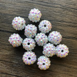 x 12pcs 14mm White Rhinestone Beads #01