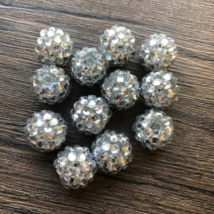 x 12pcs 14mm Silver Rhinestone Beads #08