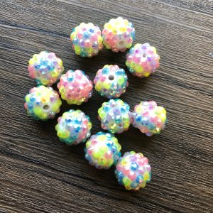 x 12pcs 14mm Mix Pastel Rhinestone Beads #09
