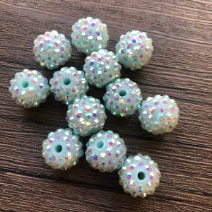 x 12pcs 14mm Blue Rhinestone Beads #17