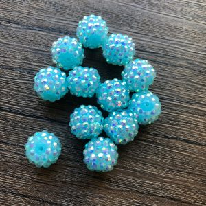 x 12pcs 14mm Aqua Blue Rhinestone Beads #13