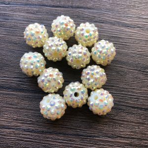 x 12pcs 14mm Light Yellow Rhinestone Beads #16