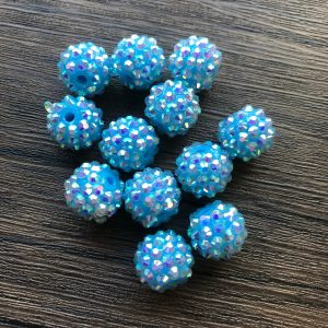 x 12pcs 14mm Blue Rhinestone Beads #18