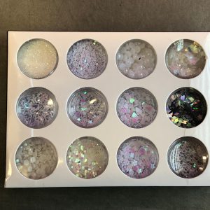 White glitter sequins assorted glitter 12pc boxed set