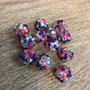 x 12pcs 14mm Pink Purple Rhinestone Beads #26