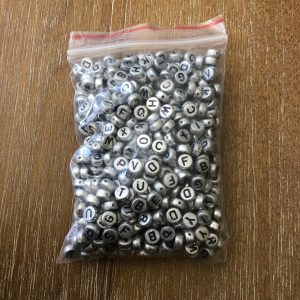 V Silver with black Alphabet letter beads 500 pcs