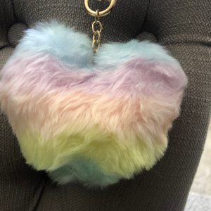 Puffy Keychain Rainbow PomPom - Image 2