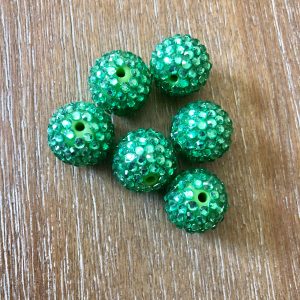 x 6pcs 20mm Green Rhinestone Beads #34