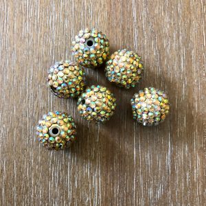 x 6pcs 20mm iridescent gold Rhinestone Beads #35