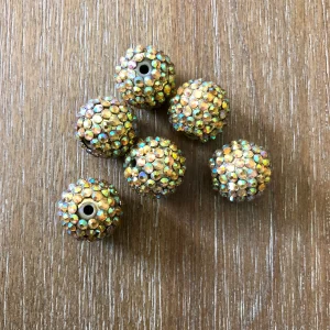 x 6pcs 20mm iridescent gold Rhinestone Beads #35