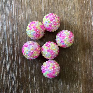 x 6pcs 20mm pink/yellow Rhinestone Beads #33