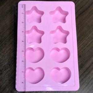 Alternative view of x 8 cavity chubby heart and star shiny silicone mold