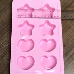 x 8 cavity chubby heart and star shiny silicone mold