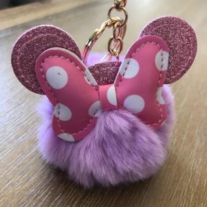 V Puffy Keychain Minnie Mouse pom pom