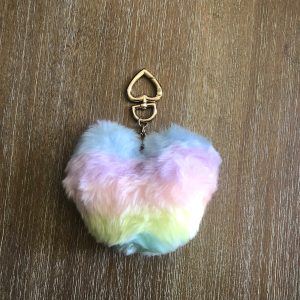 Puffy Keychain Rainbow PomPom