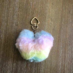 Puffy Keychain Rainbow PomPom