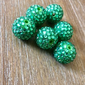 x 6pcs 20mm Green Rhinestone Beads #34 - Image 2
