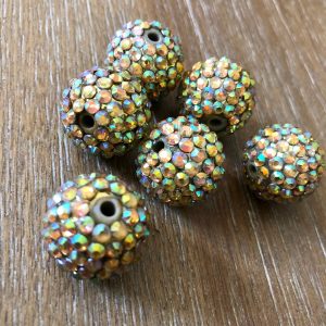 x 6pcs 20mm iridescent gold Rhinestone Beads #35 - Image 2