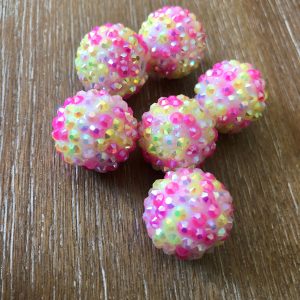 x 6pcs 20mm pink/yellow Rhinestone Beads #33 - Image 2