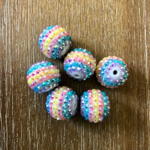 x 6pcs 20mm pastel stripe Rhinestone Beads #31