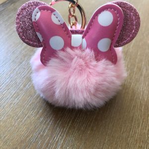 V Puffy Keychain Minnie Mouse pom pom