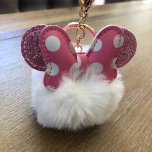 V Puffy Keychain Minnie Mouse pom pom