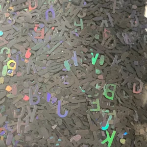 10g pack of laser cut letters iridescent black - Image 2