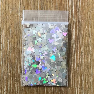 90# Silver holographic mickey glitter 1tsp
