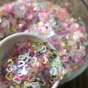 9# Pastel Clear Heart Mix confetti glitter 1tsp