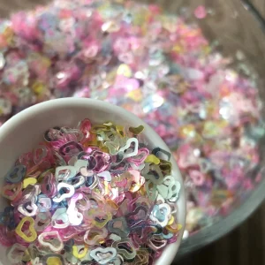 9# Pastel Clear Heart Mix confetti glitter 1tsp